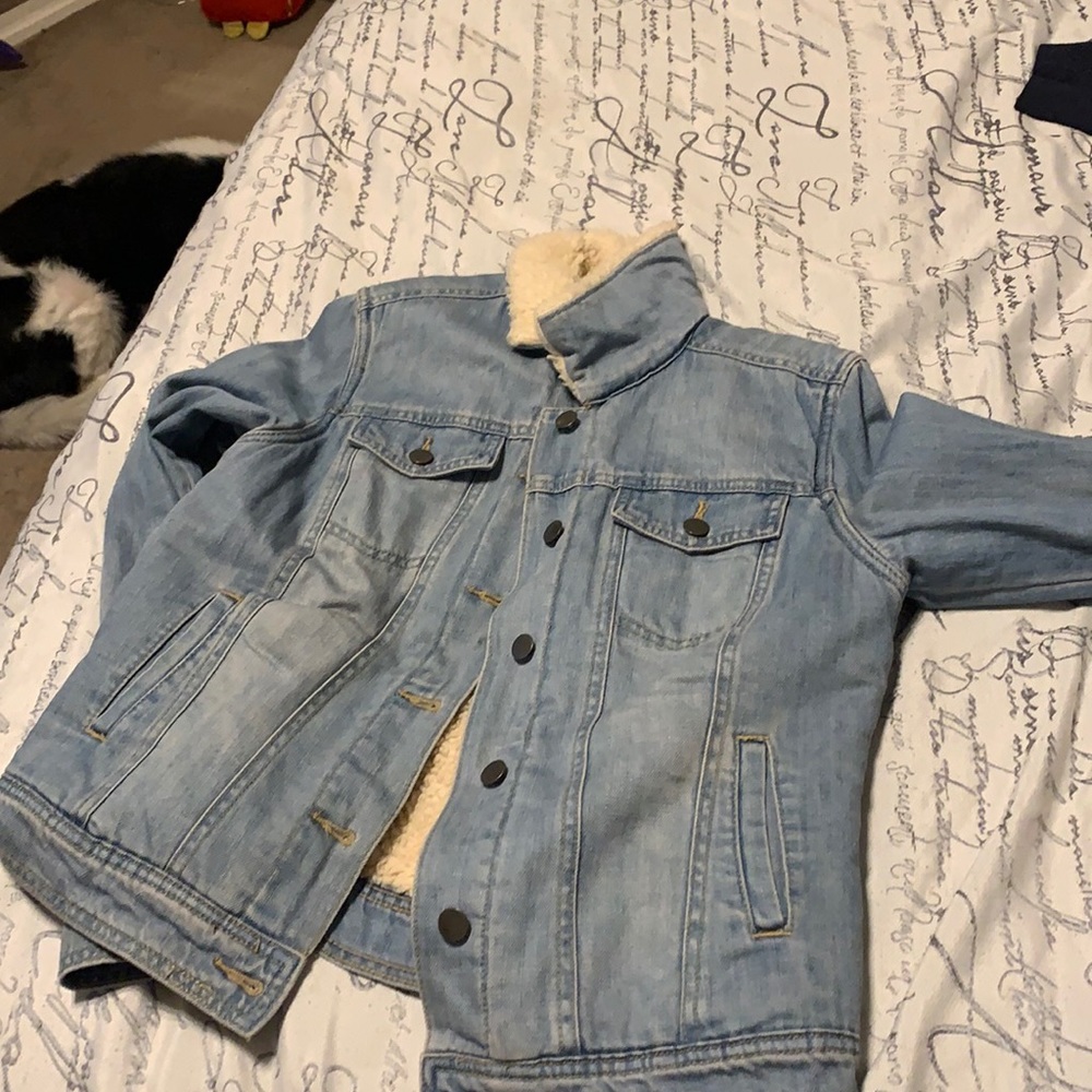 Fuzzy jean jacket